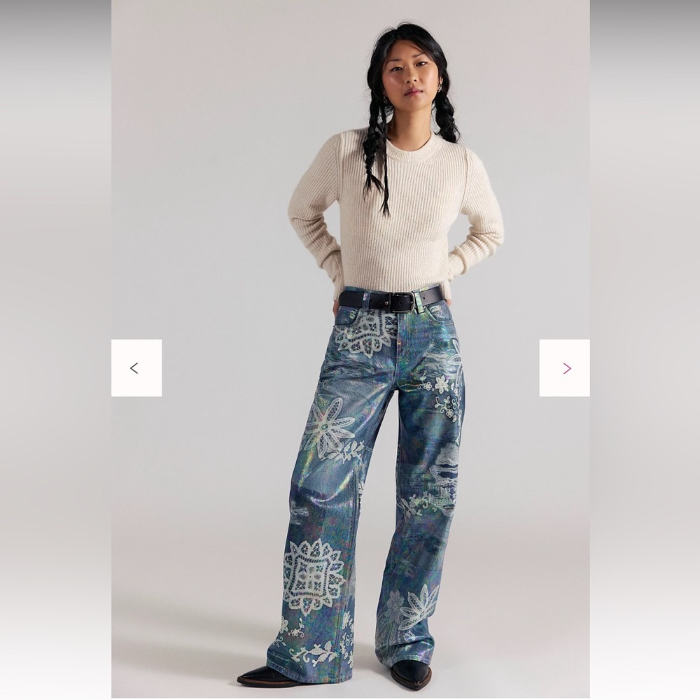 Free People We The Free Tinsley Printed High-Rise Illusions Jeans size 32
